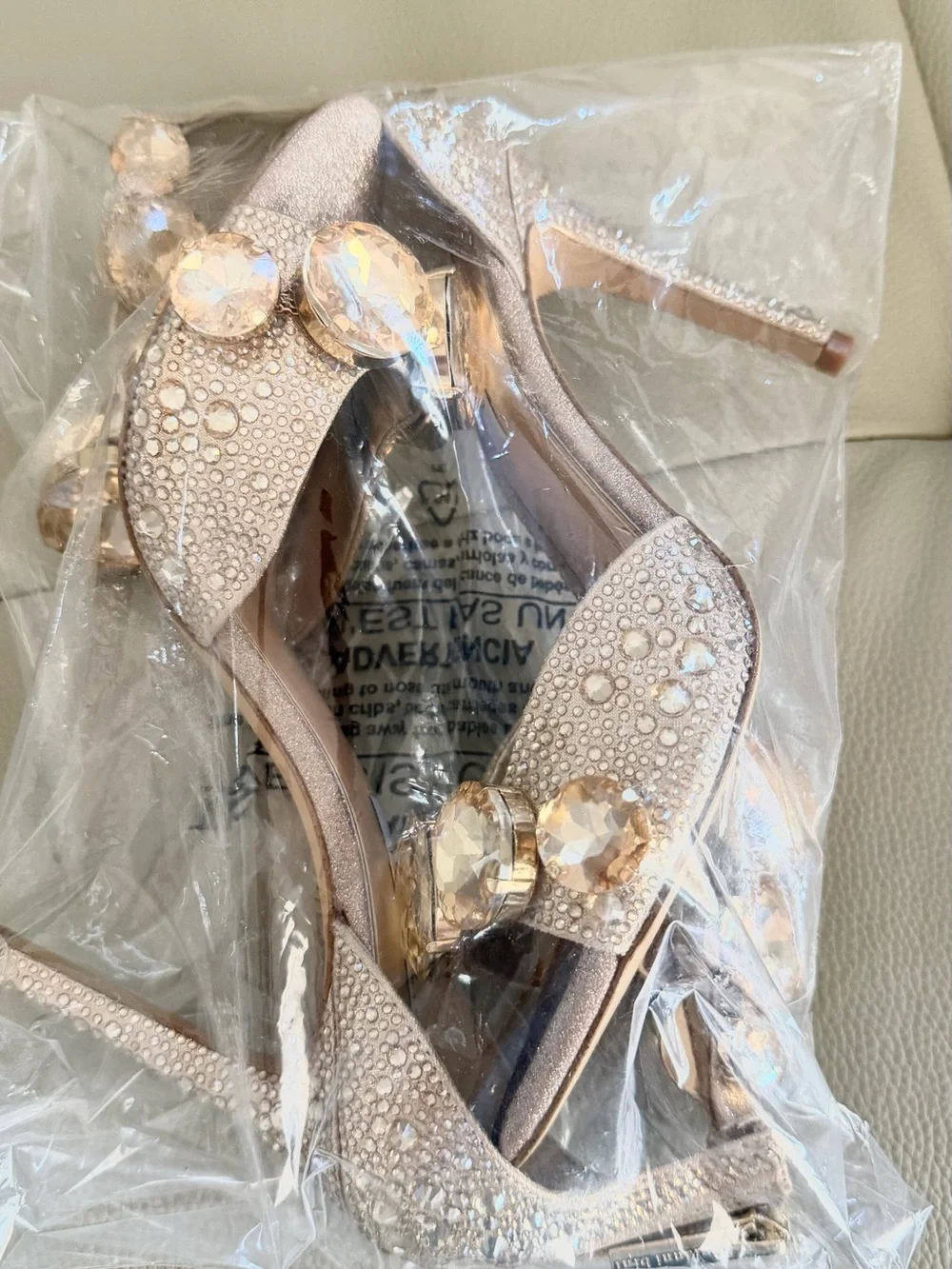 Gianni Bini Gold Oakland Crystal Ankle-Strap Stiletto Sandals - Picture 5 of 5
